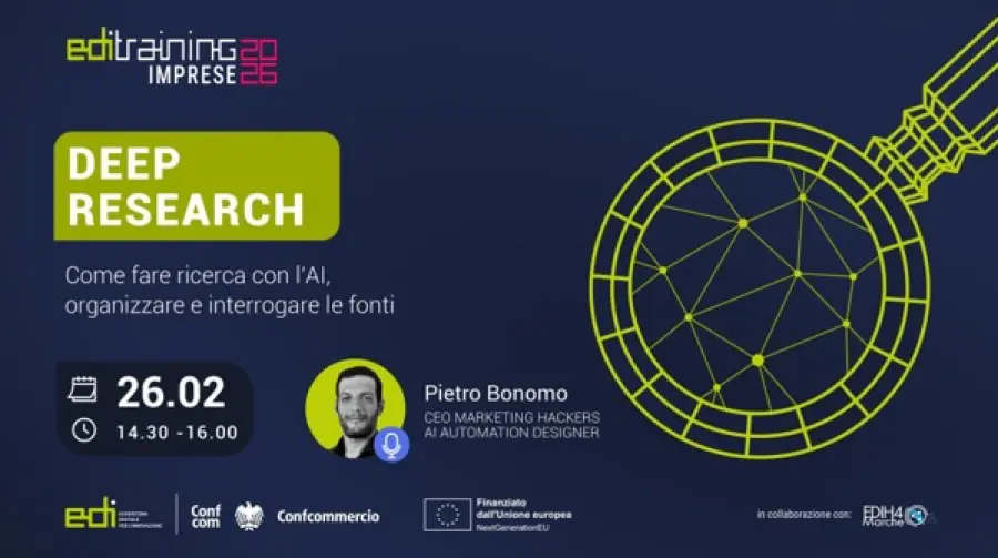 SPIN segnala: il 26 febbraio webinar gratuito EDI Confcommercio su “Deep research” con l’AI